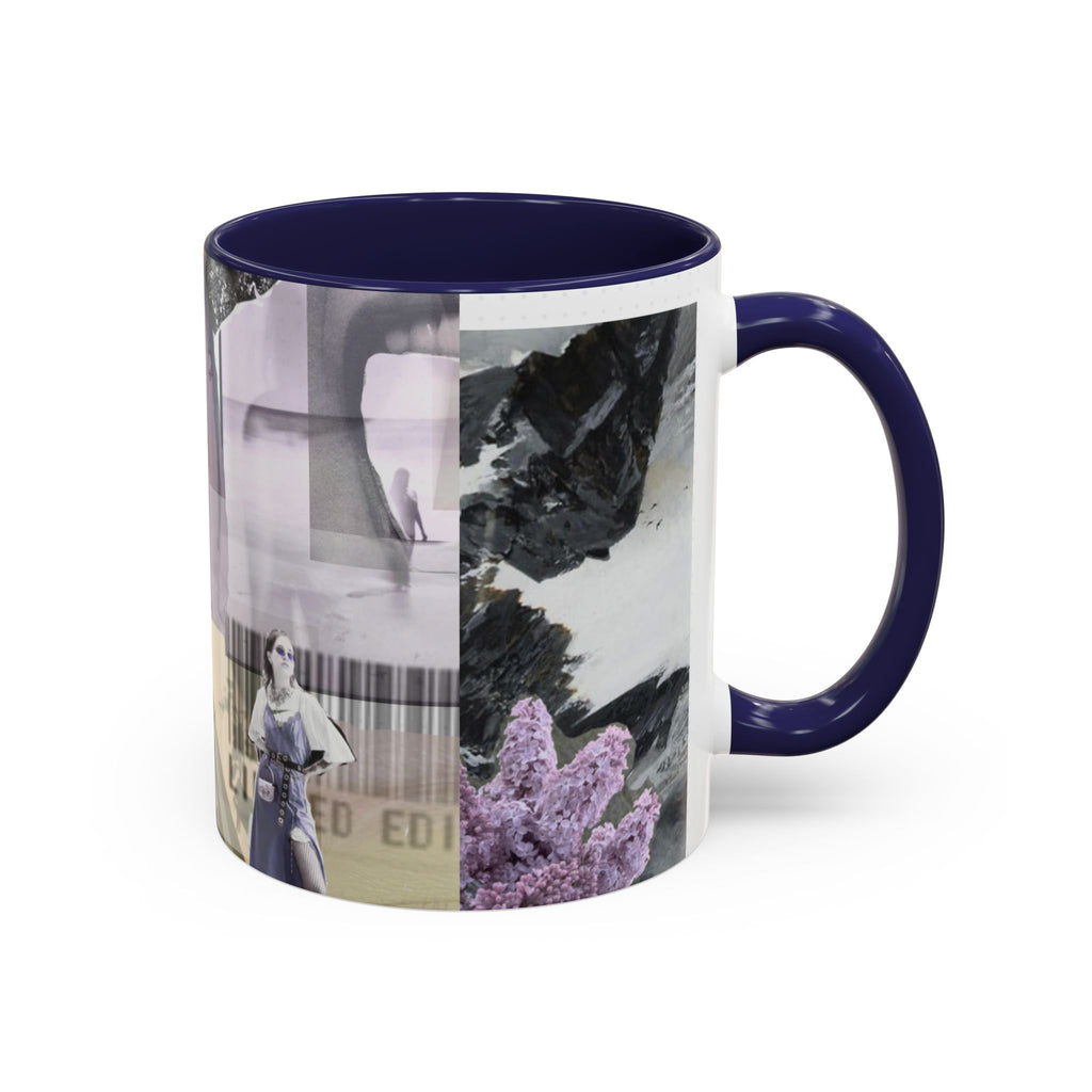 Photo Collage Accent Coffee Mug — Vintage Lavender Scenic Design (11/15 oz)