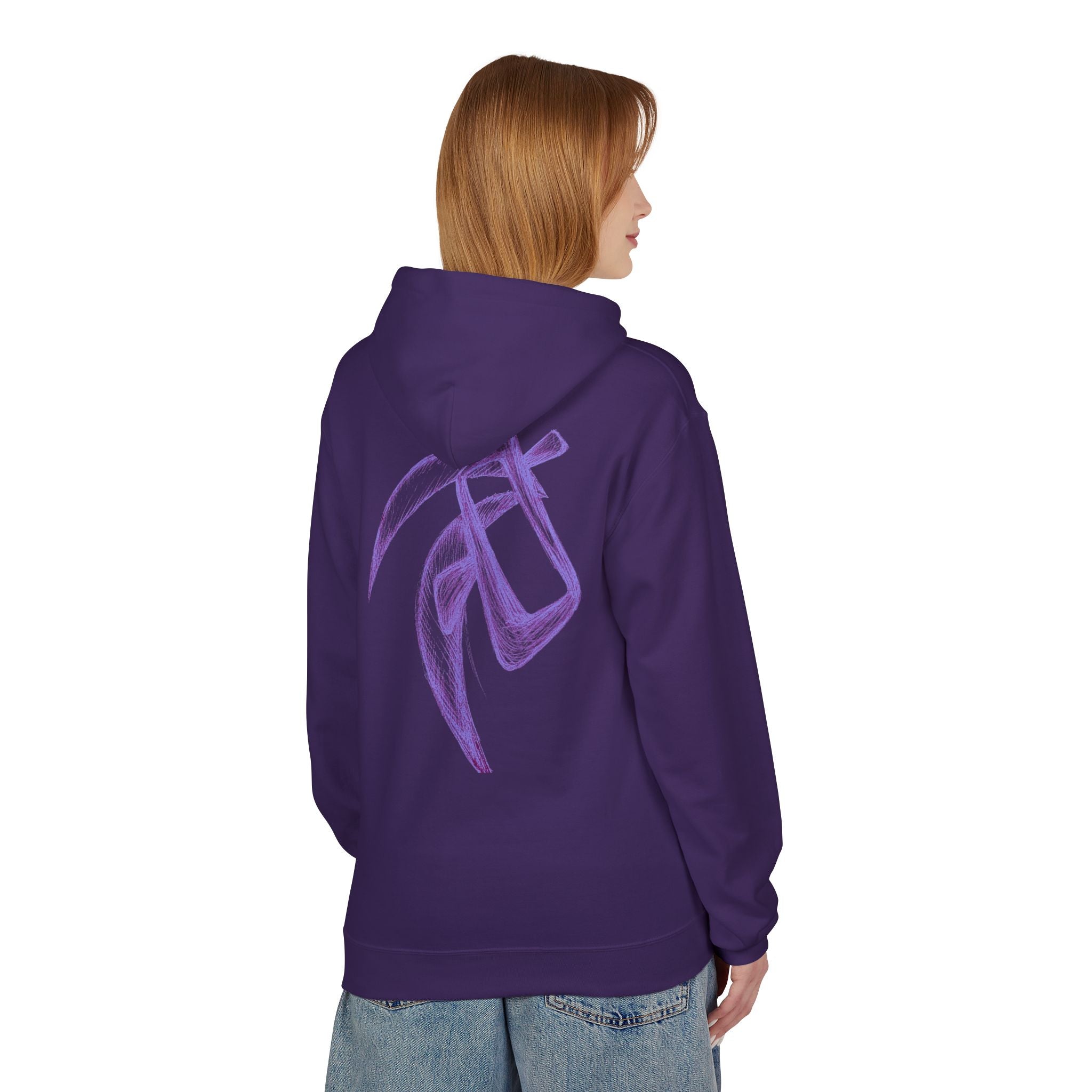 Purple Abstract Line Art Hoodie — Minimal Sketch Graphic Hoodie
