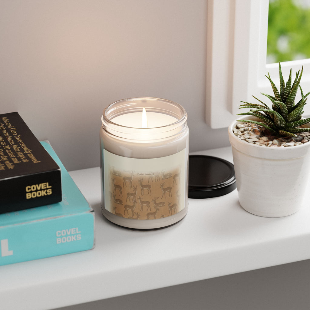 deer print pattern candle | Scented Soy Candle, 9oz | neutral woodland spots