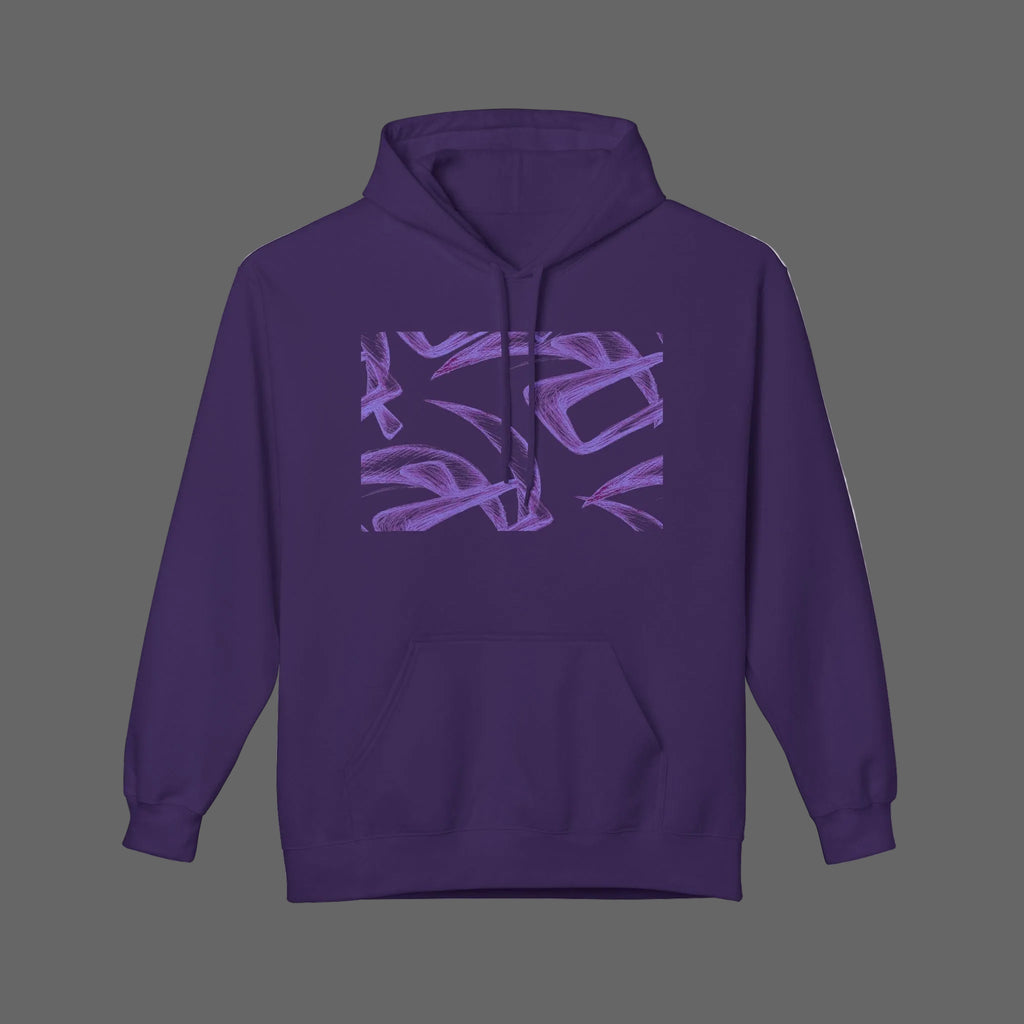 Purple Abstract Line Art Hoodie — Minimal Sketch Graphic Hoodie