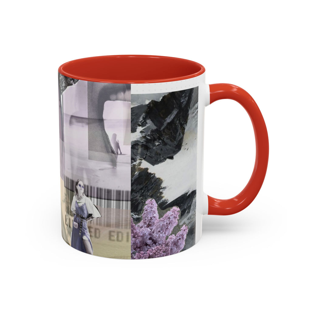 Photo Collage Accent Coffee Mug — Vintage Lavender Scenic Design (11/15 oz)