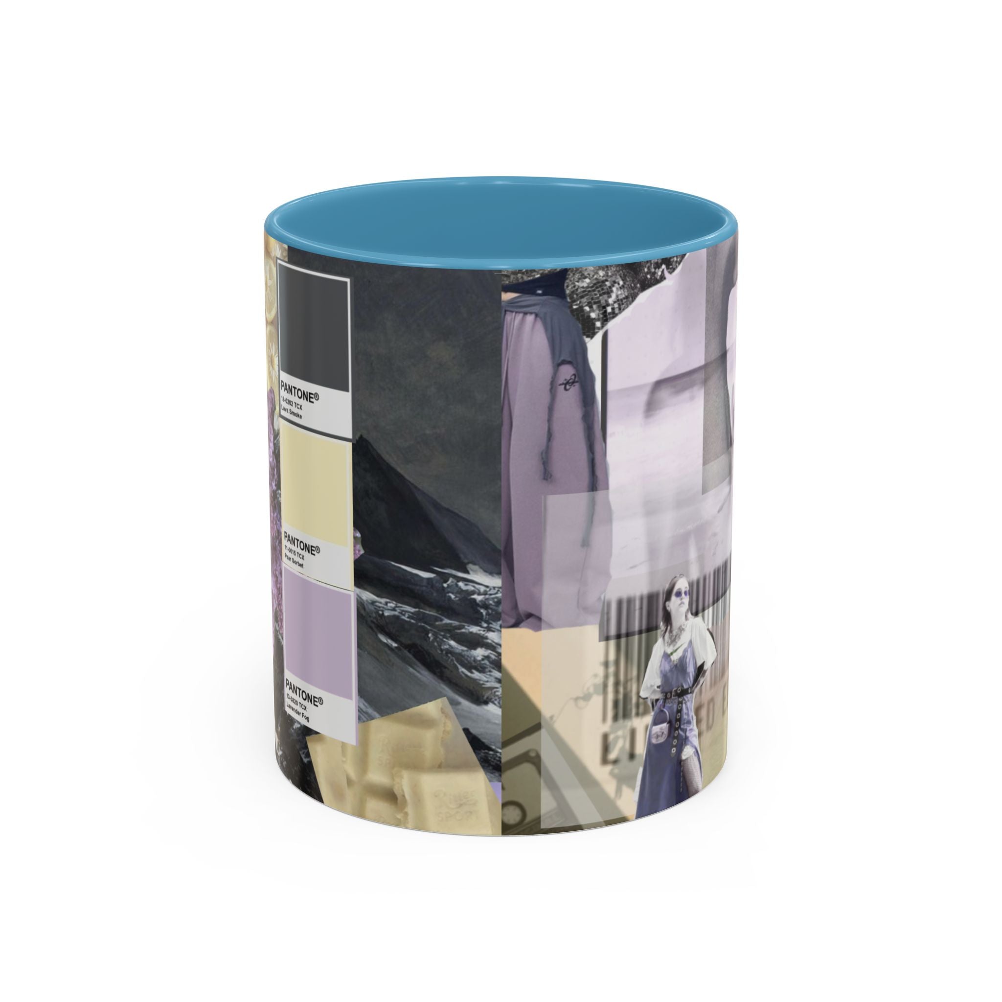 Photo Collage Accent Coffee Mug — Vintage Lavender Scenic Design (11/15 oz)