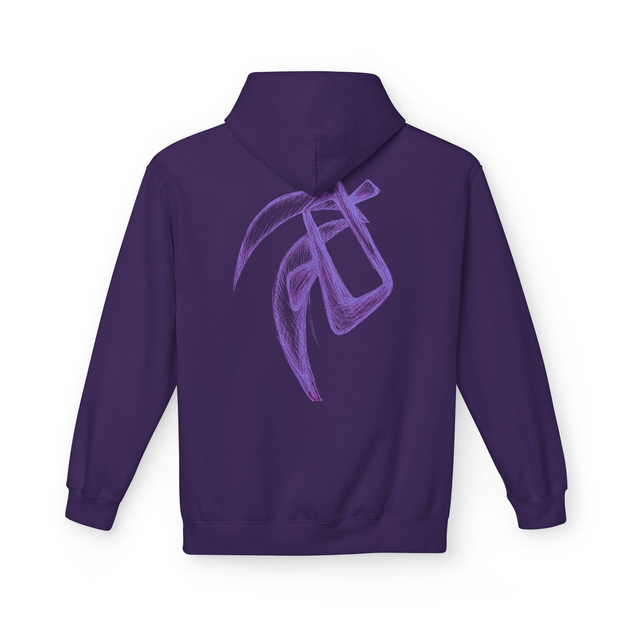 Purple Abstract Line Art Hoodie — Minimal Sketch Graphic Hoodie