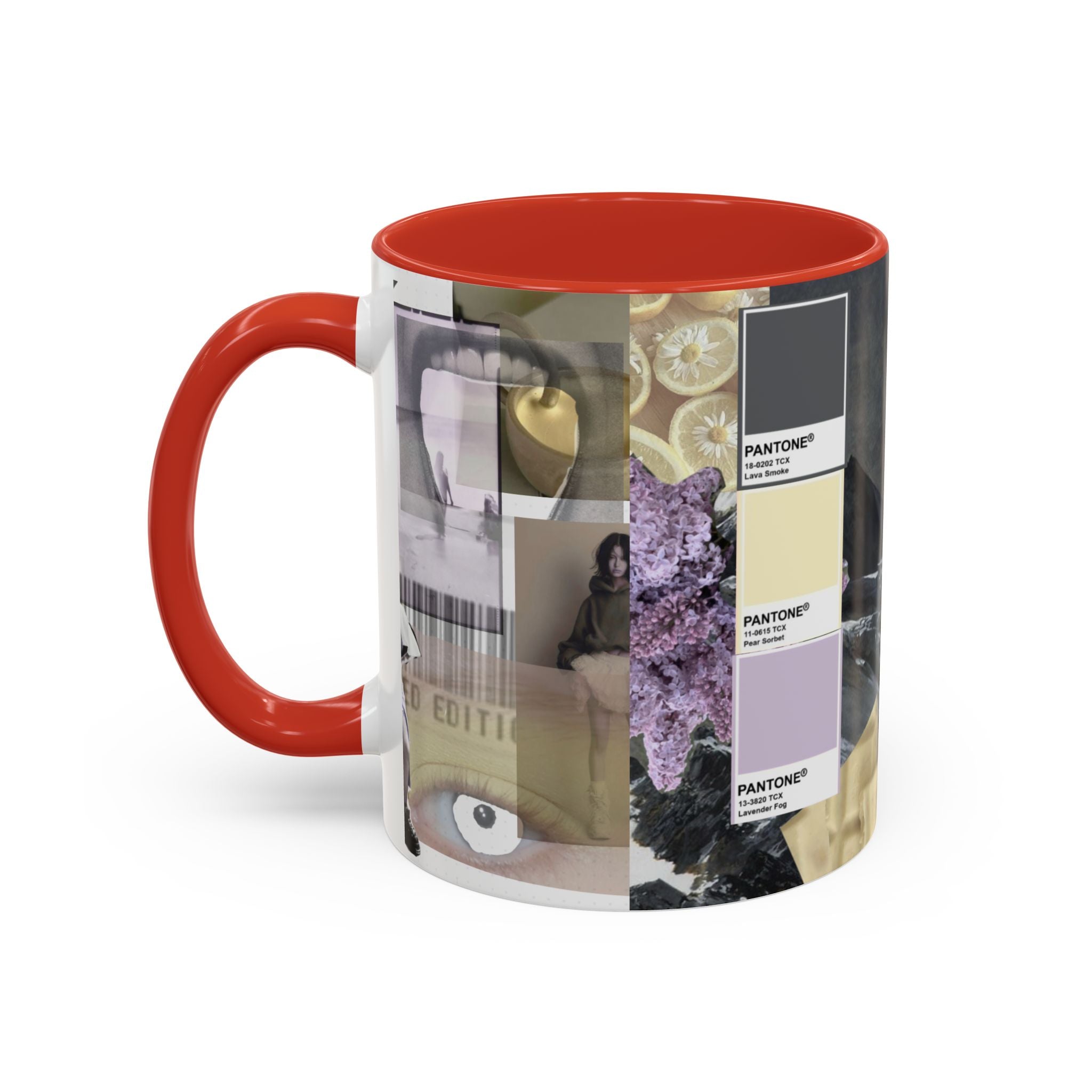 Photo Collage Accent Coffee Mug — Vintage Lavender Scenic Design (11/15 oz)