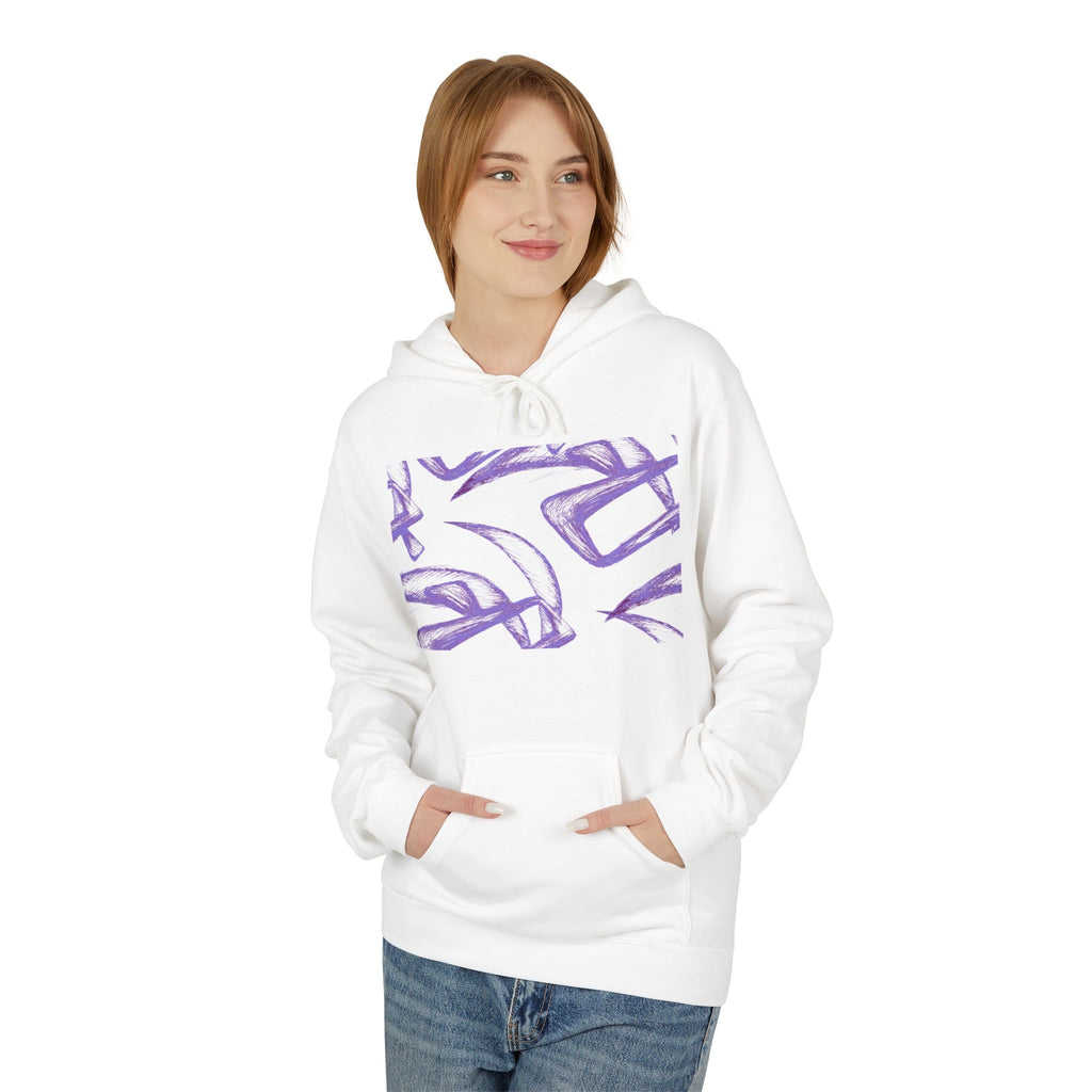 Purple Abstract Line Art Hoodie — Minimal Sketch Graphic Hoodie