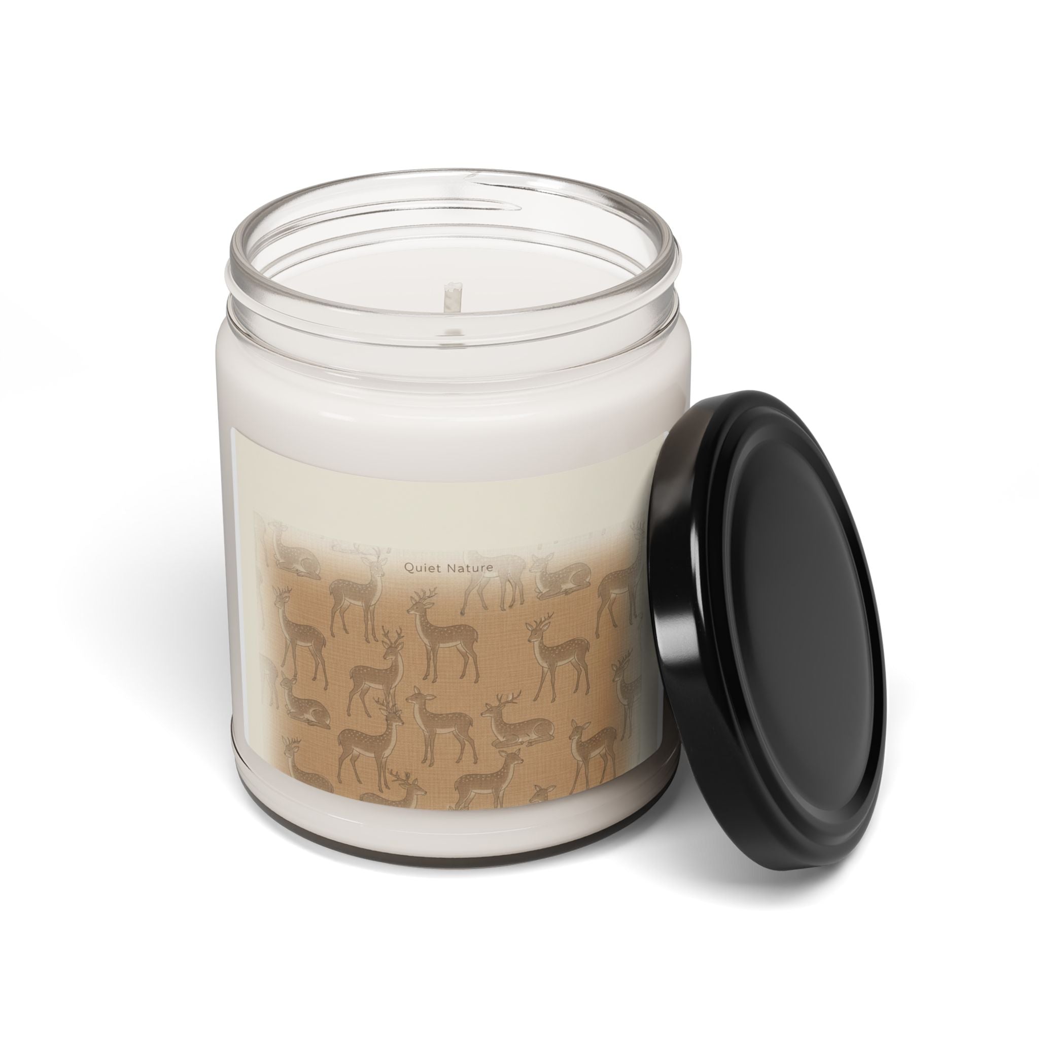 deer print pattern candle | Scented Soy Candle, 9oz | neutral woodland spots