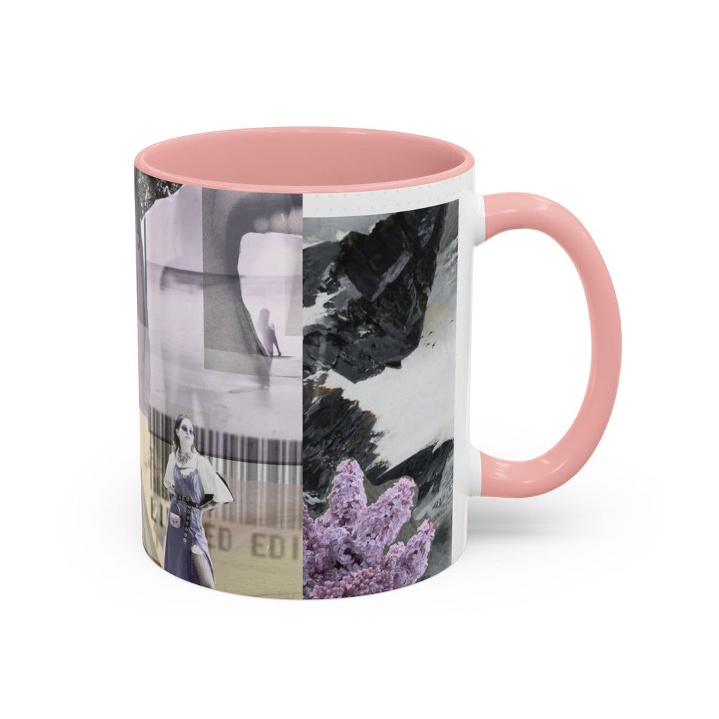 Photo Collage Accent Coffee Mug — Vintage Lavender Scenic Design (11/15 oz)