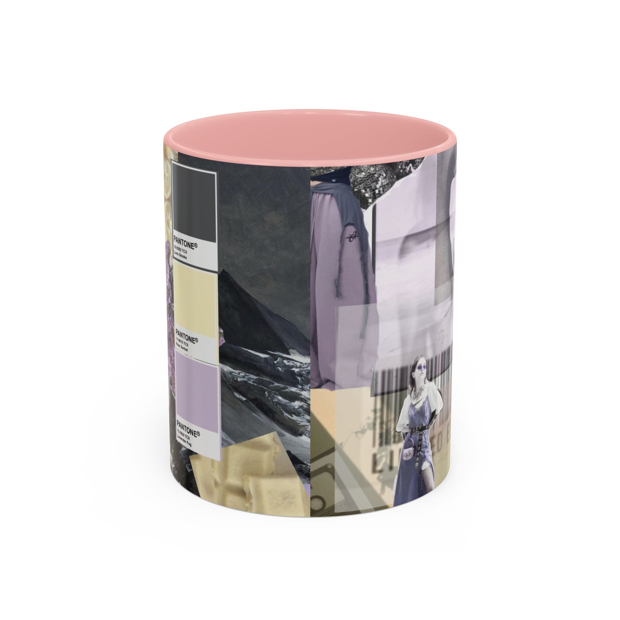 Photo Collage Accent Coffee Mug — Vintage Lavender Scenic Design (11/15 oz)