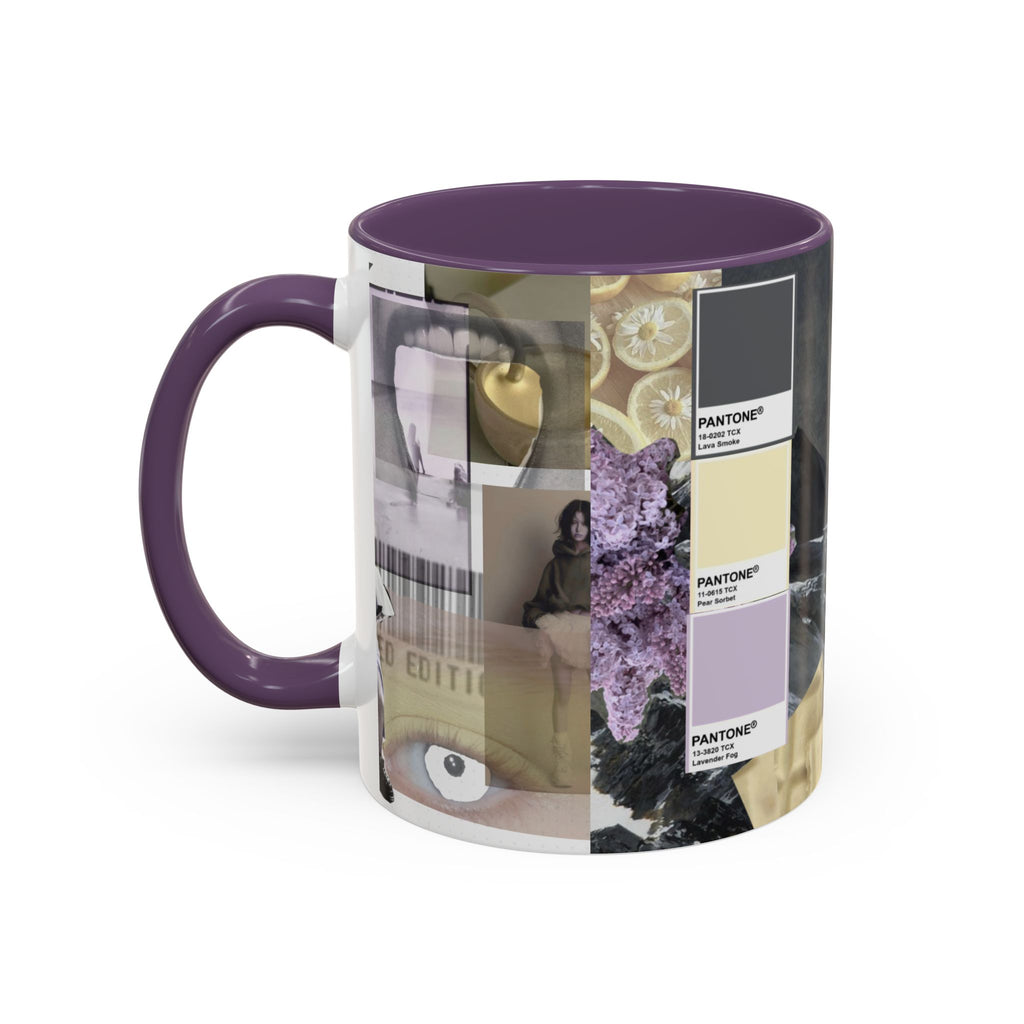 Photo Collage Accent Coffee Mug — Vintage Lavender Scenic Design (11/15 oz)