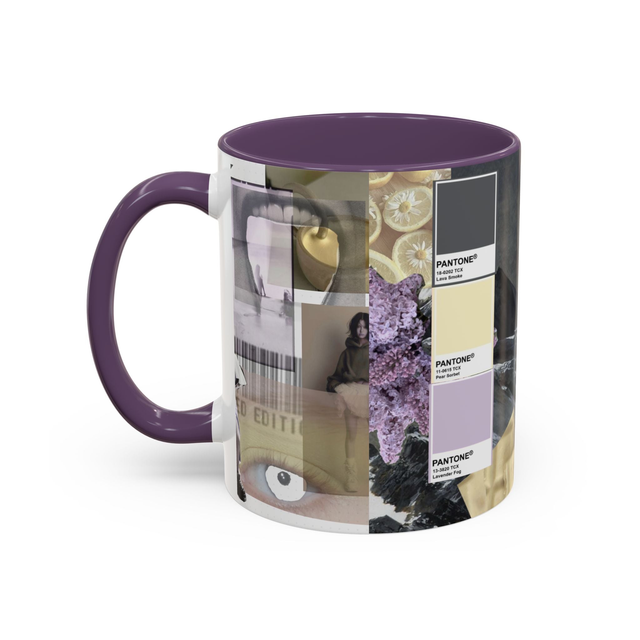 Photo Collage Accent Coffee Mug — Vintage Lavender Scenic Design (11/15 oz)