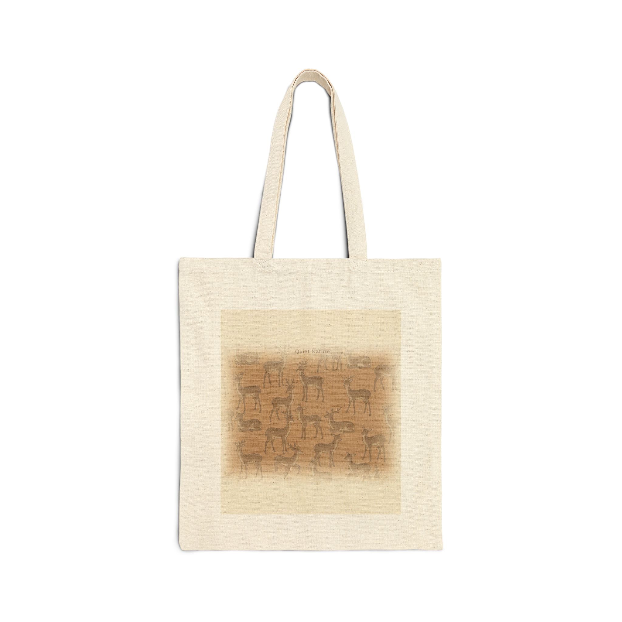 Subtle Deer Print Pattern Tote | Neutral spotted woodland canvas