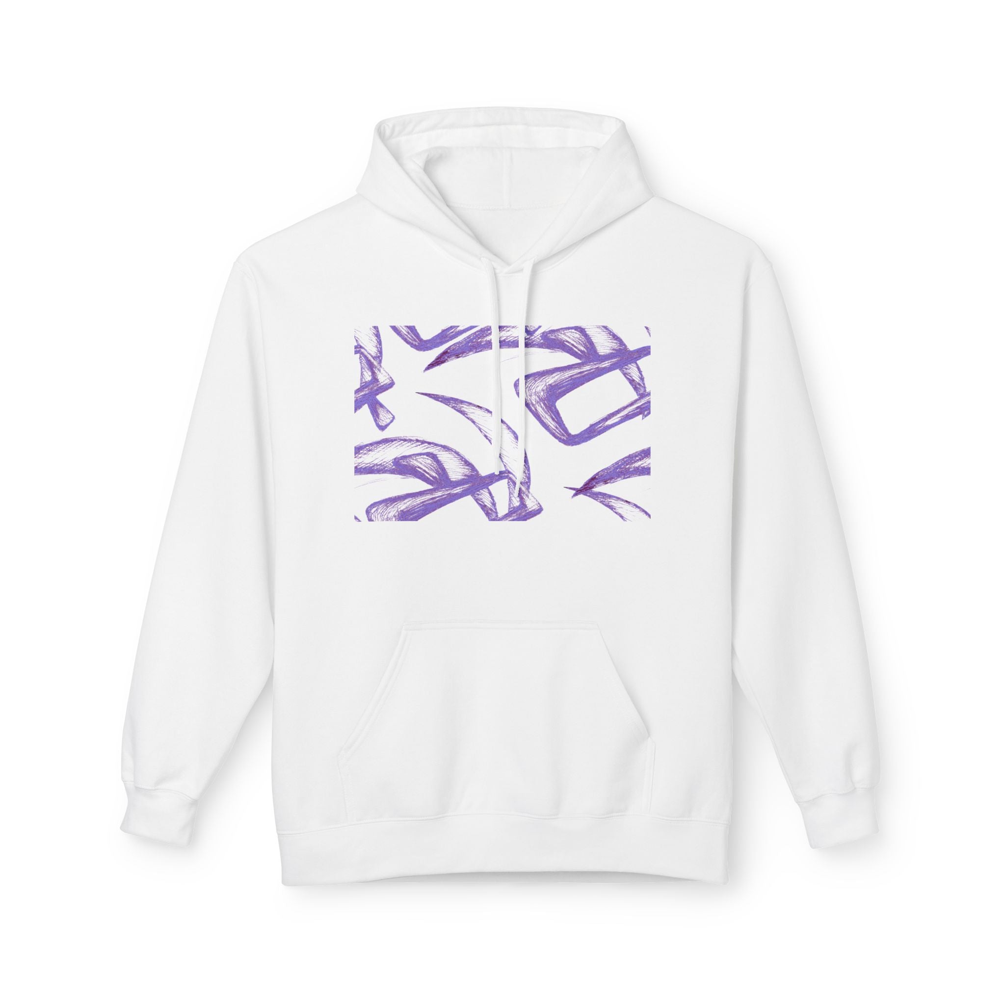 Purple Abstract Line Art Hoodie — Minimal Sketch Graphic Hoodie