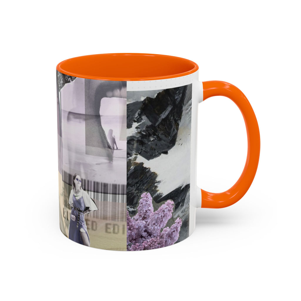 Photo Collage Accent Coffee Mug — Vintage Lavender Scenic Design (11/15 oz)