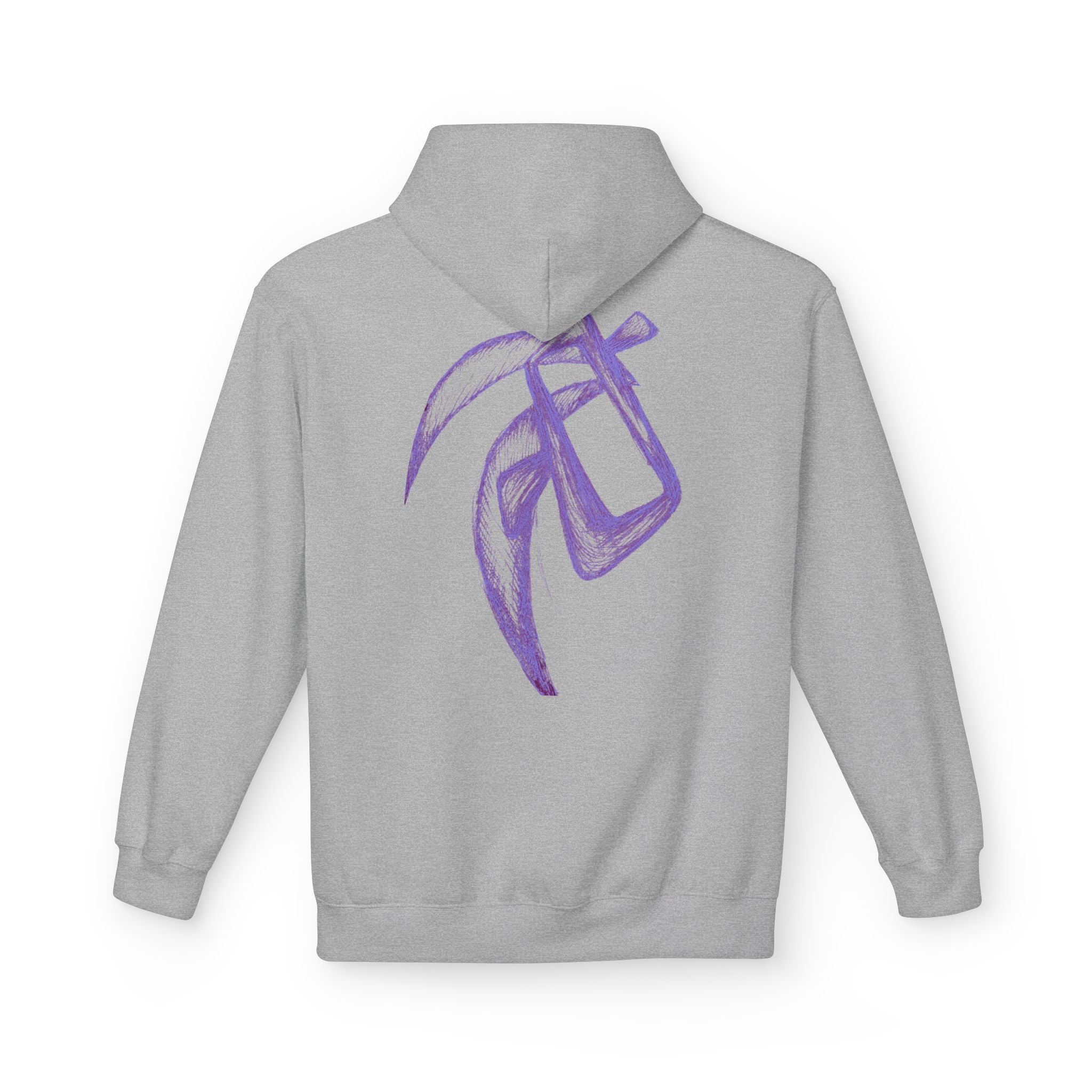 Purple Abstract Line Art Hoodie — Minimal Sketch Graphic Hoodie