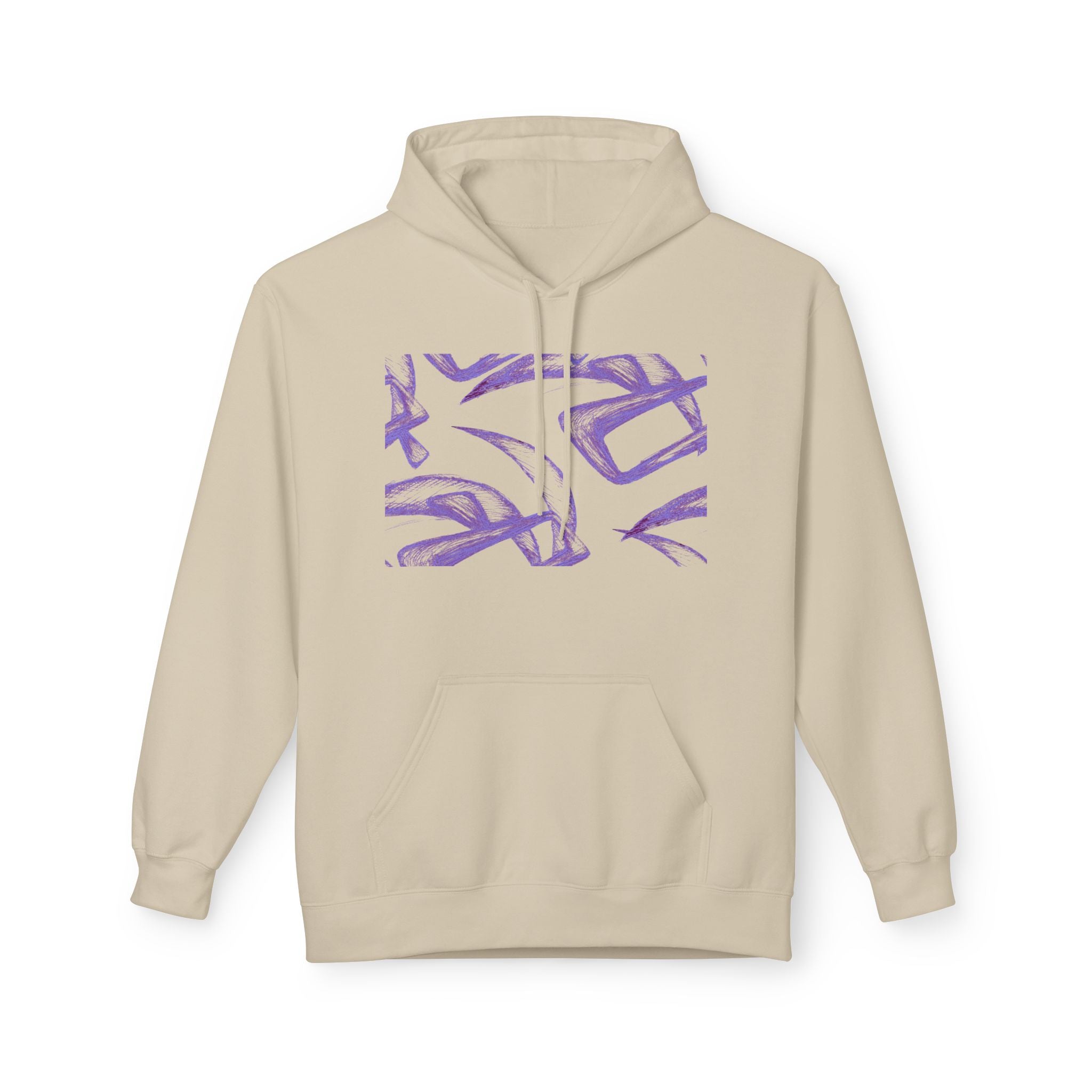Purple Abstract Line Art Hoodie — Minimal Sketch Graphic Hoodie