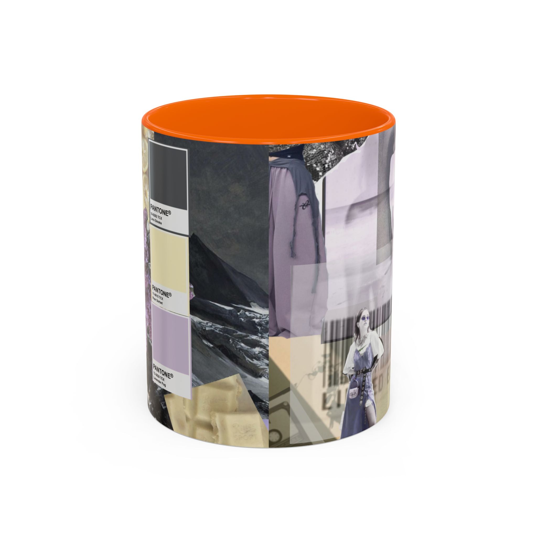 Photo Collage Accent Coffee Mug — Vintage Lavender Scenic Design (11/15 oz)