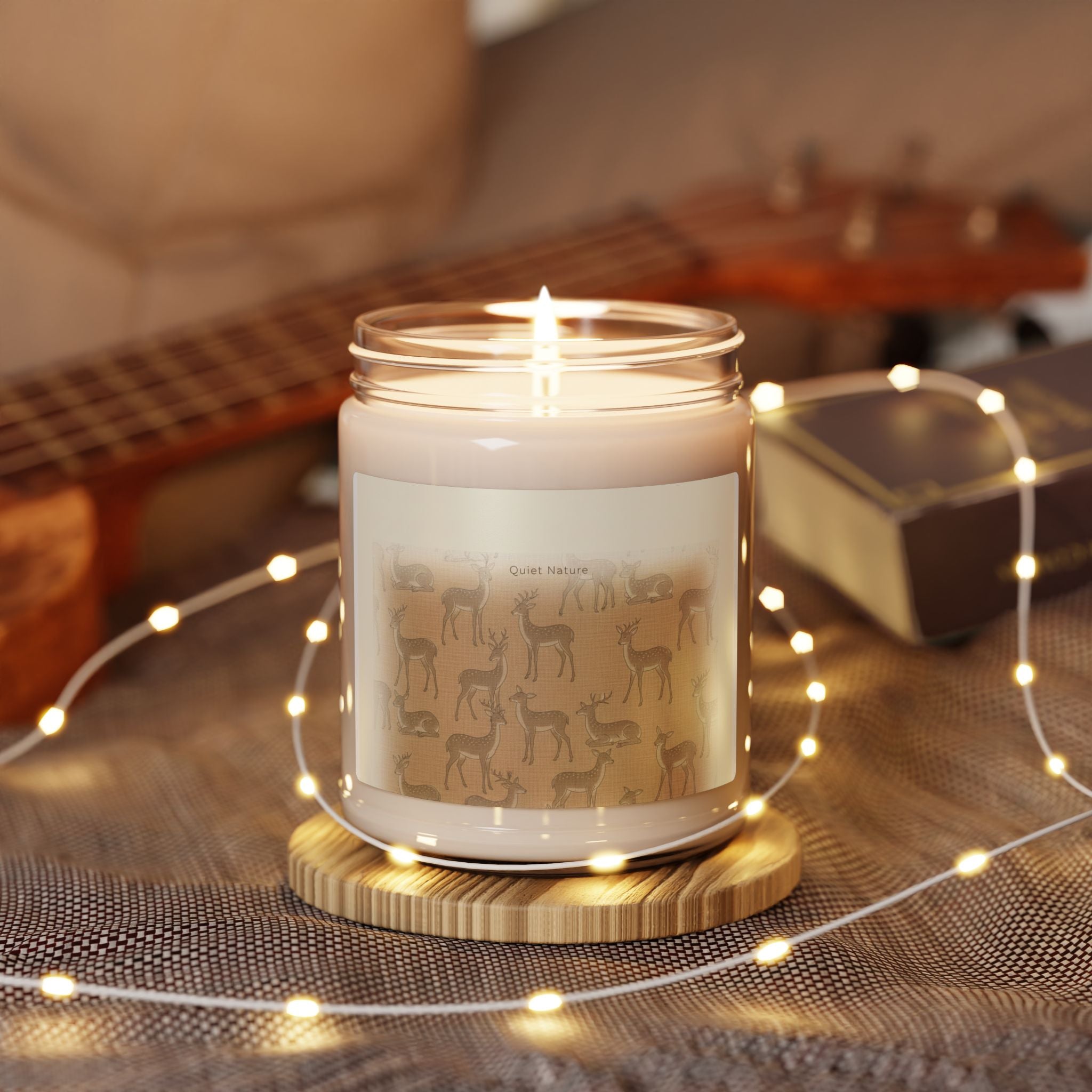 deer print pattern candle | Scented Soy Candle, 9oz | neutral woodland spots