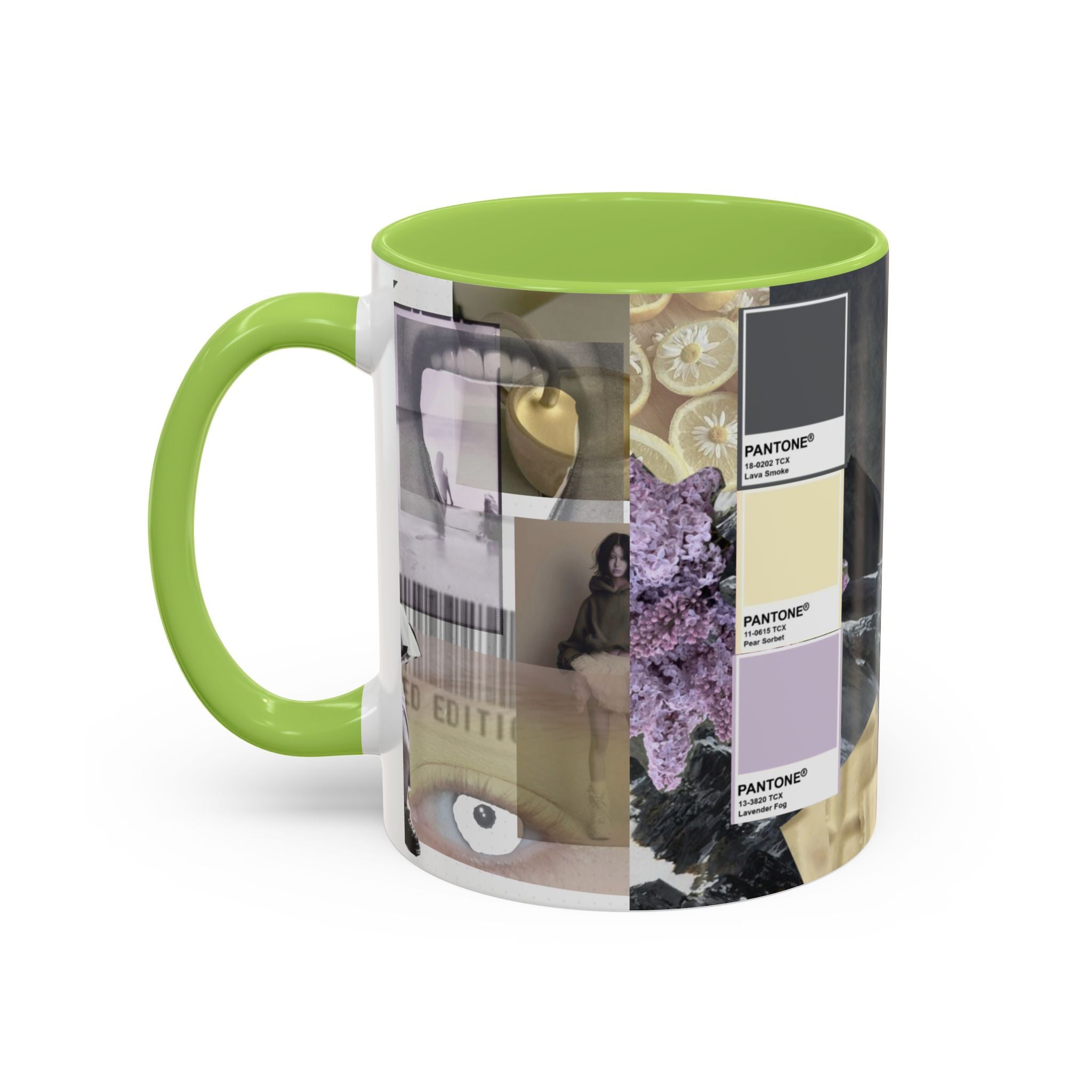 Photo Collage Accent Coffee Mug — Vintage Lavender Scenic Design (11/15 oz)
