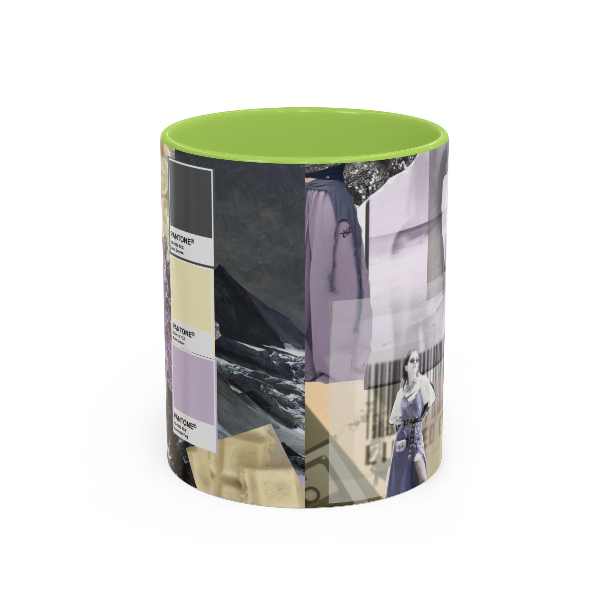 Photo Collage Accent Coffee Mug — Vintage Lavender Scenic Design (11/15 oz)