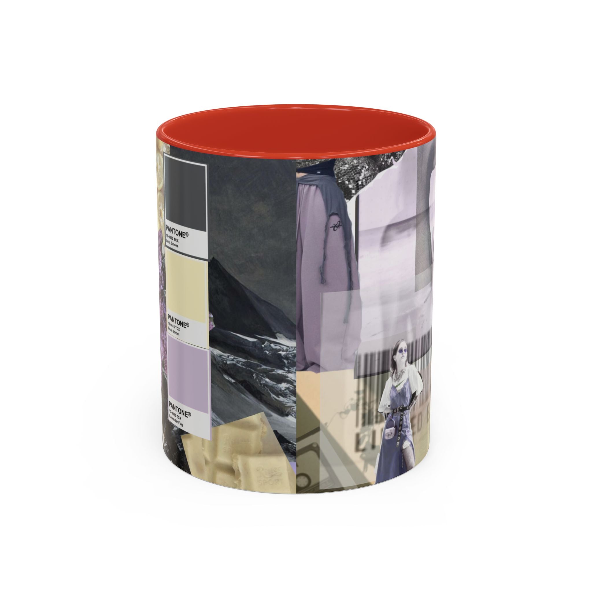 Photo Collage Accent Coffee Mug — Vintage Lavender Scenic Design (11/15 oz)