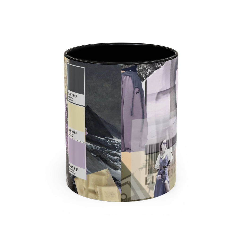 Photo Collage Accent Coffee Mug — Vintage Lavender Scenic Design (11/15 oz)