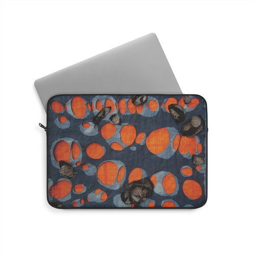 Abstract Orange Bubbles Laptop Sleeve — Modern Geometric Protective Case