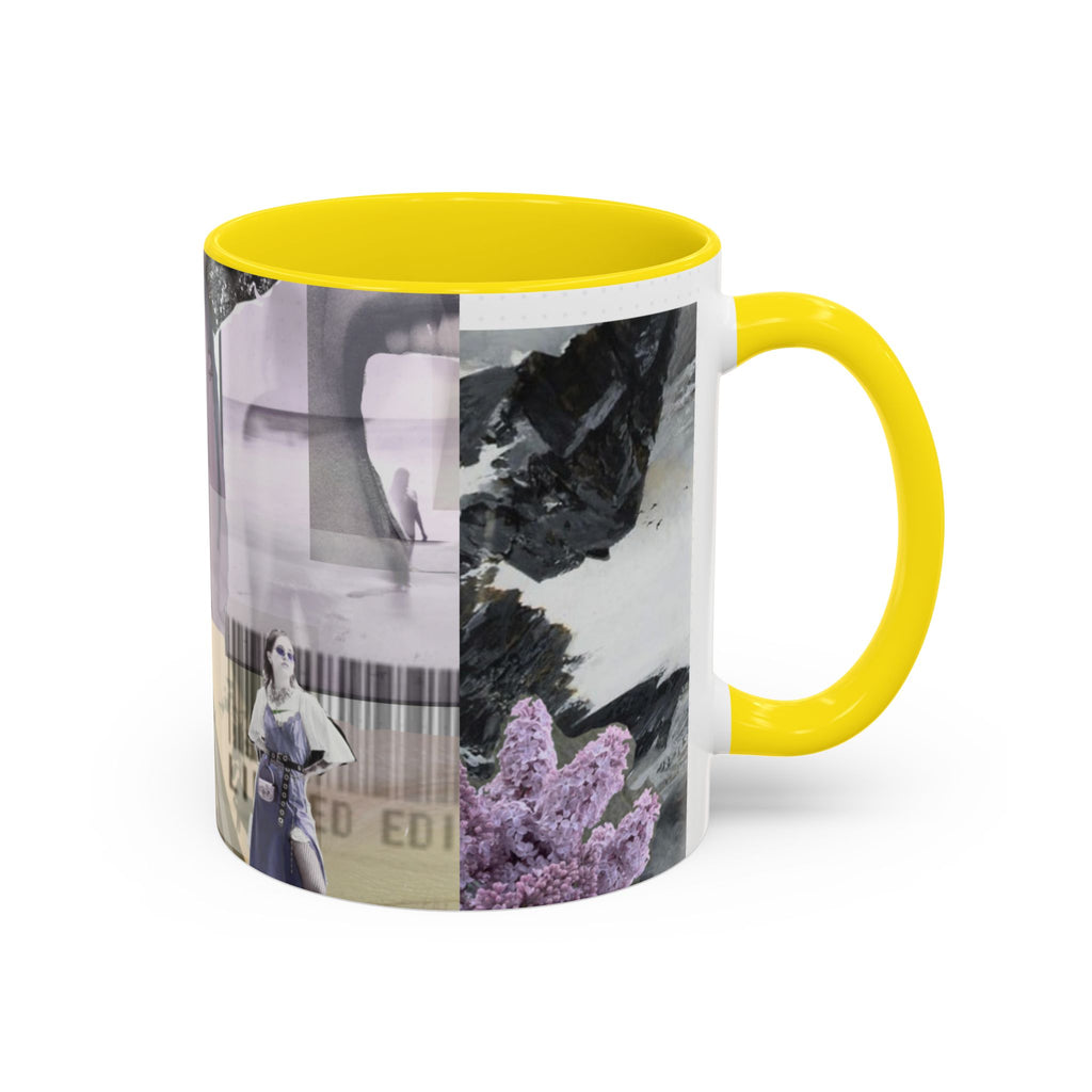 Photo Collage Accent Coffee Mug — Vintage Lavender Scenic Design (11/15 oz)