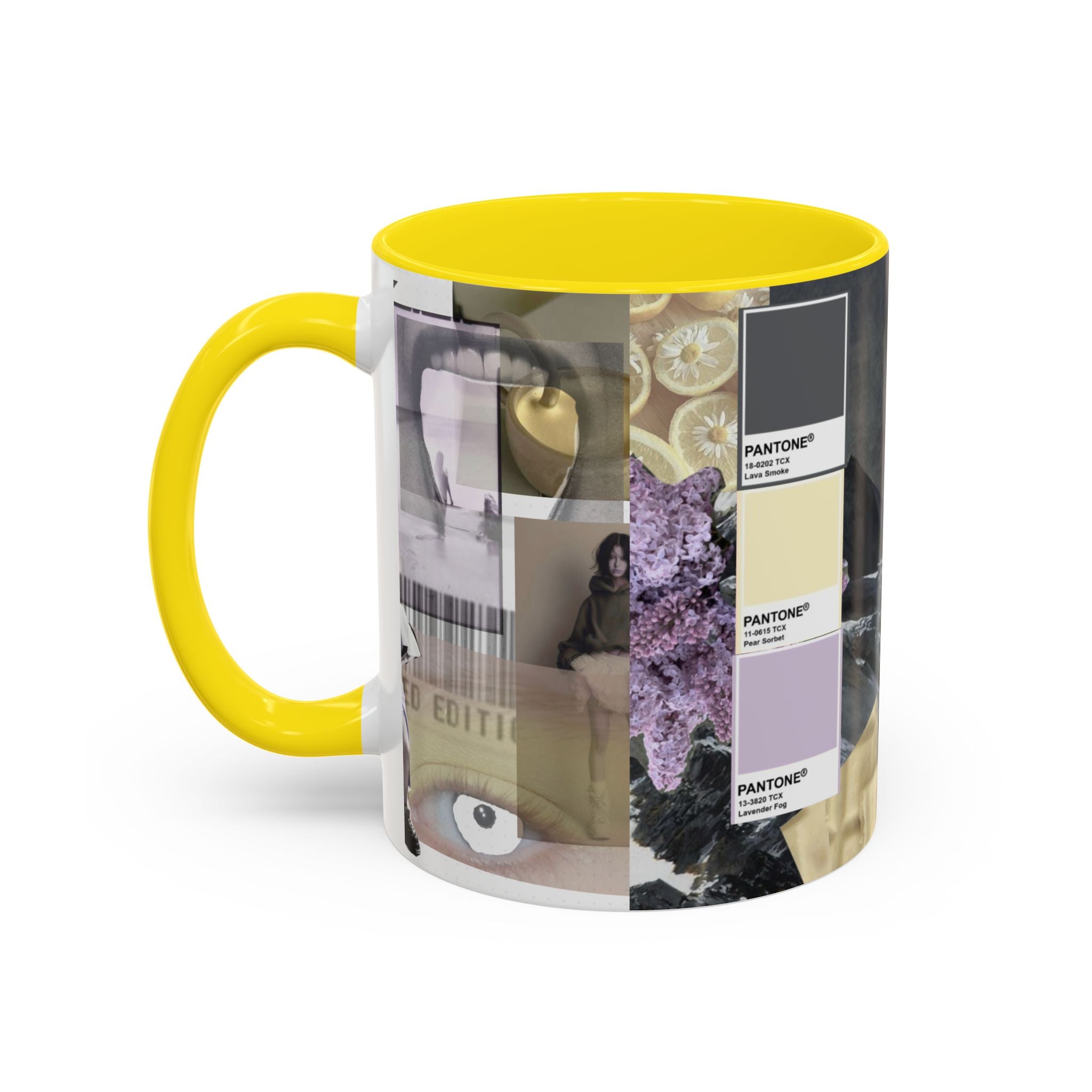 Photo Collage Accent Coffee Mug — Vintage Lavender Scenic Design (11/15 oz)