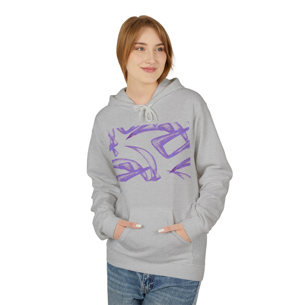 Purple Abstract Line Art Hoodie — Minimal Sketch Graphic Hoodie